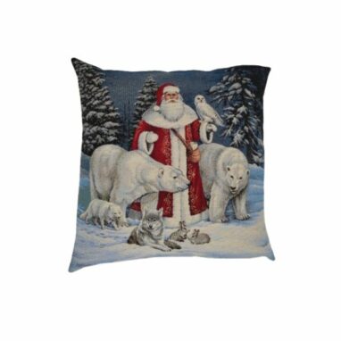 Housse de coussin Le Père Noël avec ses ours